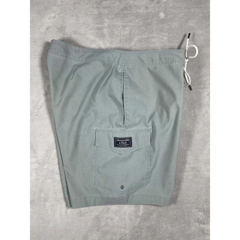 Abercrombie & Fitch Board Shorts Men's 31 Blue Gray Stretch Swim Trunks Surf